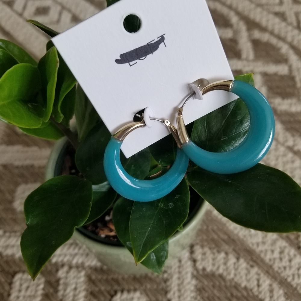 LOFT Teal Hoop Earrings NWT